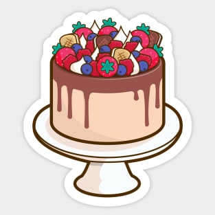 Strawberries, Blueberries, Raspberries and Meringues Birthday Cake Sticker